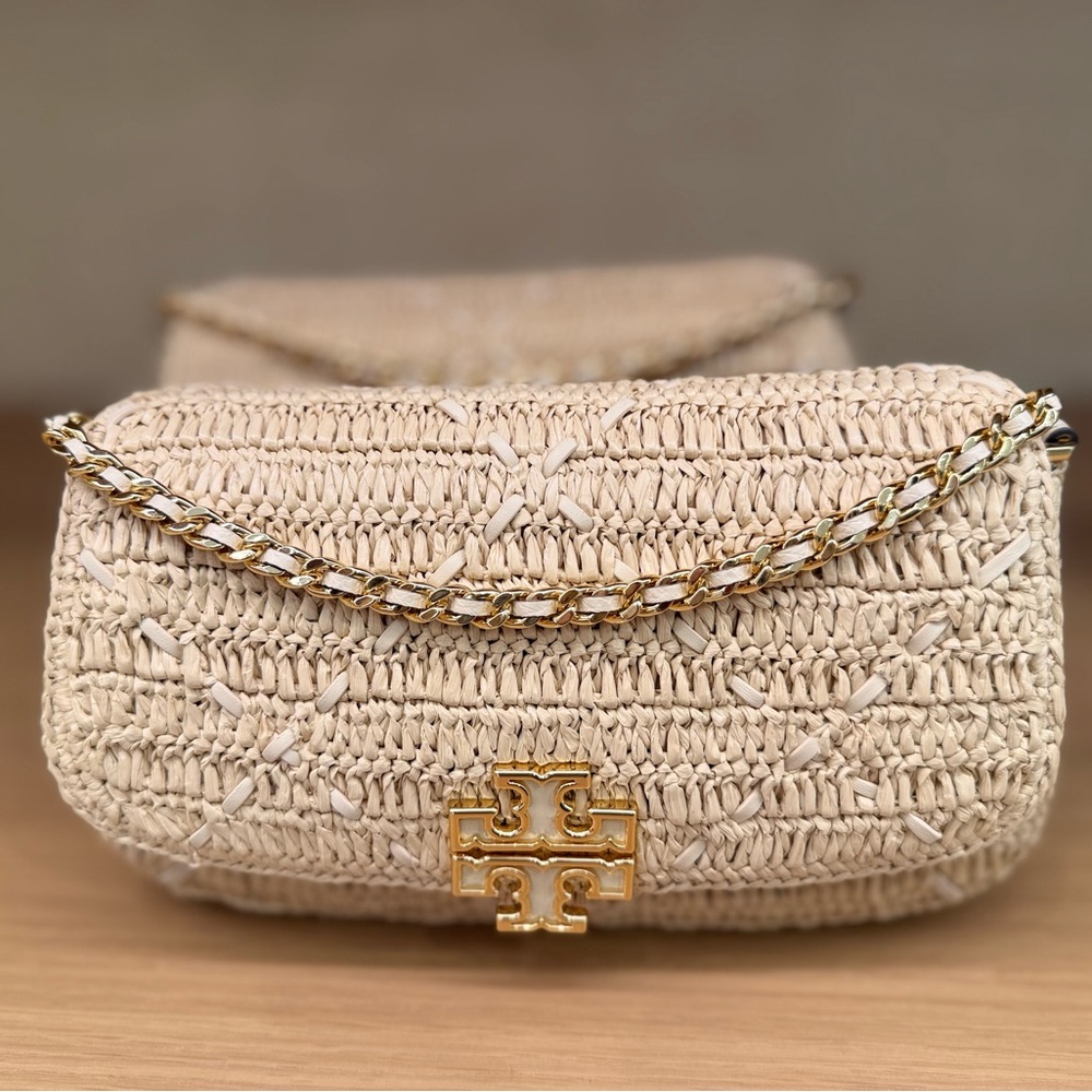 Tory Burch Cream Woven Crossbody Bag